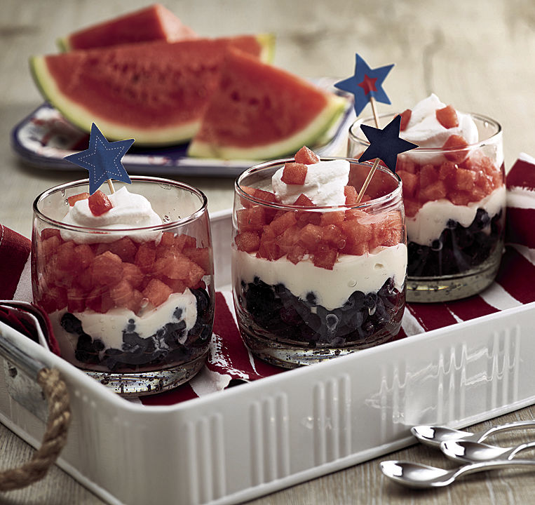 Red, White and Blue Watermelon Parfait